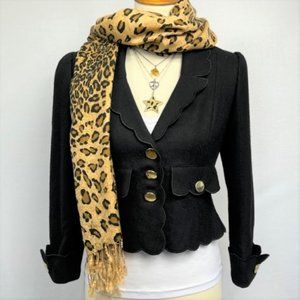 Betsey Johnson Scalloped 3 Button Jacket Sz 4 EUC